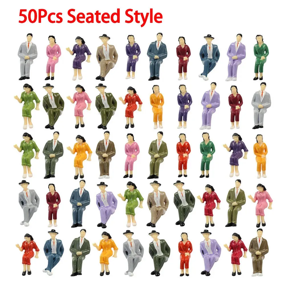 Model Miniature 50/100pcs 1:87 HO Scale Model People Passengers Trains Architectural Painted Figurines Stand/Seat Building Kits