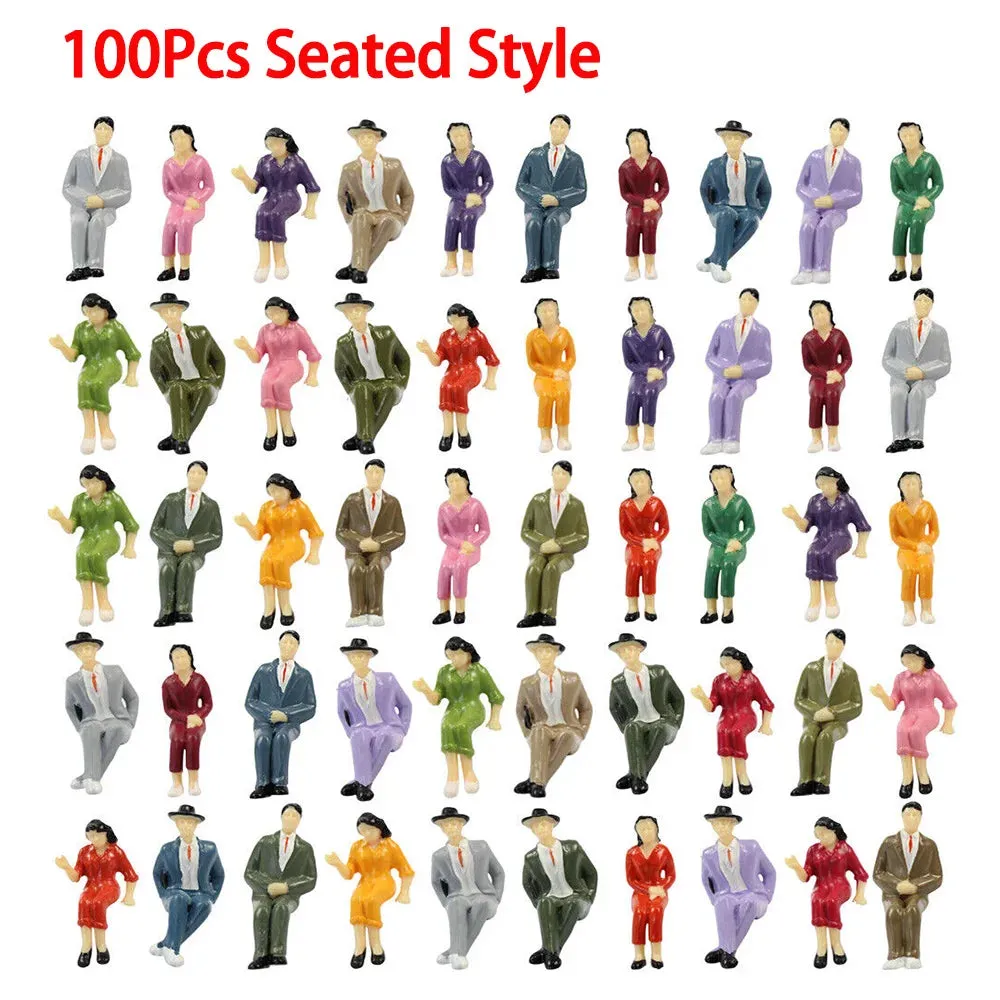 Model Miniature 50/100pcs 1:87 HO Scale Model People Passengers Trains Architectural Painted Figurines Stand/Seat Building Kits