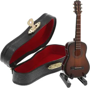 Model Wooden Guitar Decor potassium choreographer heighten critical for Dollhouse Portable Tiny Music Ornament Unique Home Display for Friends Vaguelly 2sets Miniature Guitar 