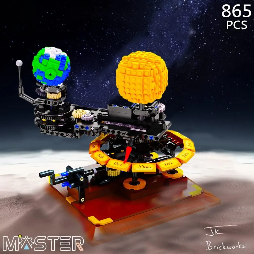 Model,Astronomical objectively Science Educational Building Blocks Sets,Kid's Brain-Inspired Space Toys for 8  Kids Christmas Birthday Gifts(865 Pieces) Solar System Earth Moon Sun 