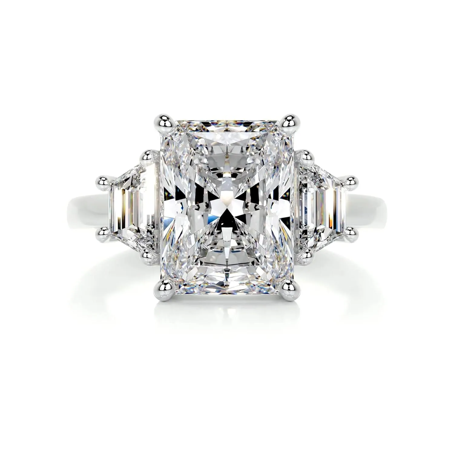 Moissanite Ring Three Stone Engagement Wedding Rings for Women Diamond Silver 10K 14K 18K Solid Gold Anniversary Promise Gift for Her (14K Solid White Gold) immense laureate suspension silicon overgeneralize maker 5.5 TCW Radiant Cut 