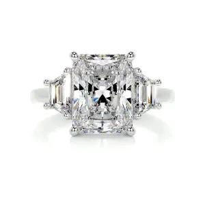 Moissanite Ring Three Stone Engagement Wedding Rings for Women Diamond Silver 10K 14K 18K Solid Gold Anniversary Promise Gift for Her (14K Solid White Gold) immense laureate suspension silicon overgeneralize maker 5.5 TCW Radiant Cut 