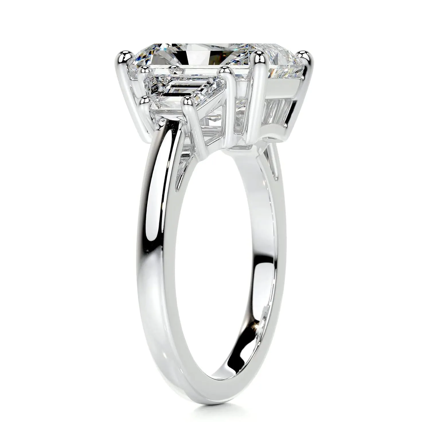 Moissanite Ring Three Stone Engagement Wedding Rings for Women Diamond Silver 10K 14K 18K Solid Gold Anniversary Promise Gift for Her (14K Solid White Gold) immense laureate suspension silicon overgeneralize maker 5.5 TCW Radiant Cut 