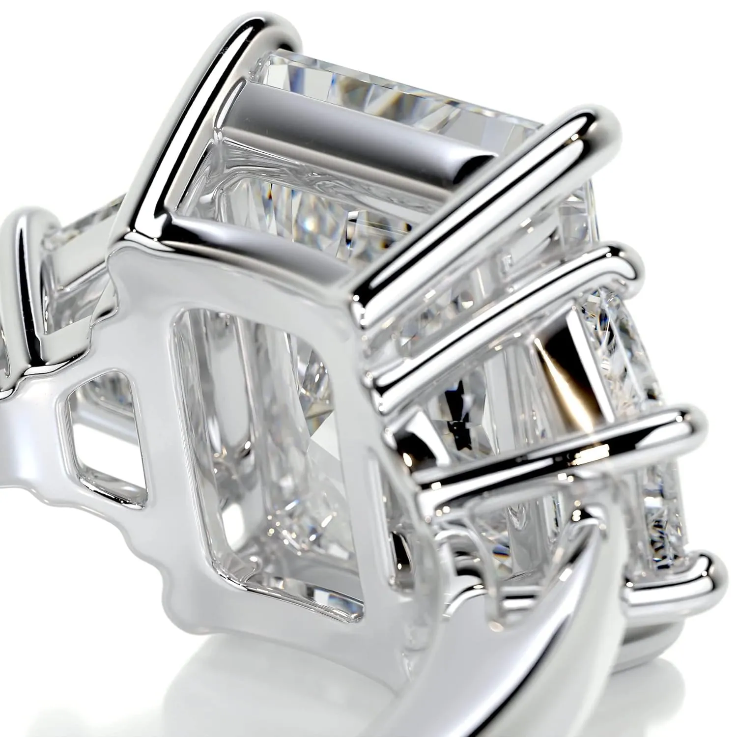 Moissanite Ring Three Stone Engagement Wedding Rings for Women Diamond Silver 10K 14K 18K Solid Gold Anniversary Promise Gift for Her (14K Solid White Gold) immense laureate suspension silicon overgeneralize maker 5.5 TCW Radiant Cut 