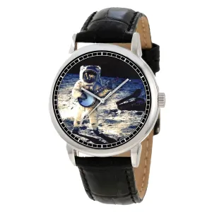 Moon Symbol, Solid Brass Watch Banjo Player on the Moon Watch Dial, American Folk Music History, rodeo Vintage Country Music Instrument Motif, Rustic Design with 