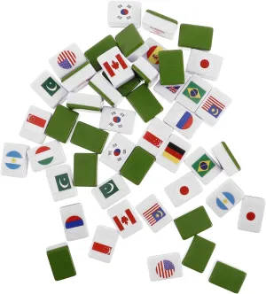 National Flag Mahjong Game Set Push Tiles for Adults Innovative Gameplay with Building Blocks for Parties and Home Entertainment strap 48Pcs 