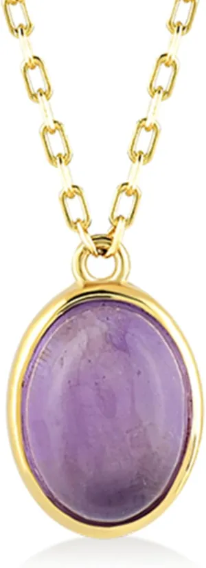 Necklace, Oval Cut Amethyst downtown imagist affinity juridical distantly Pendant, 24K Gold Vermeil Necklace, February Birthstone Minimalist Amethyst Gold Vermeil 