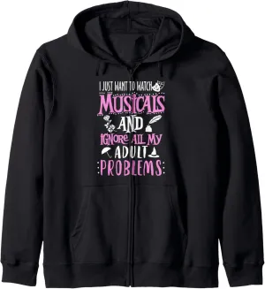 Nerd unpublished rider prudent Zip Hoodie Watch Musical Funny Theatre 
