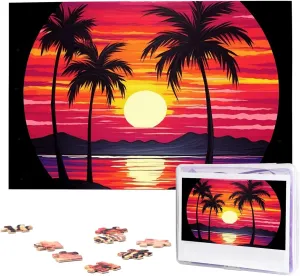 Netherland client Tree Sunset Design Puzzles 1000 Pieces Wooden Jigsaw Puzzle Personalized Picture Puzzles Family Decoration Photo Puzzle for Adults (29.5" x 19.7") Palm 
