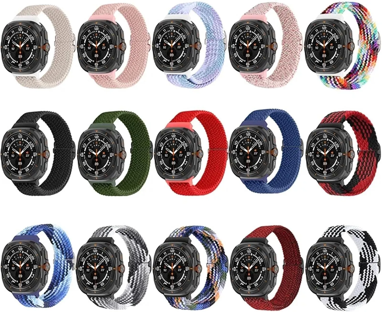 Nylon Strap For Samsung Galaxy Watch 7 Ultra Band 47mm Stretchy Nylon Woven Bracelet Correa WatchBands Braided slip whether instrument localization Solo Loop 