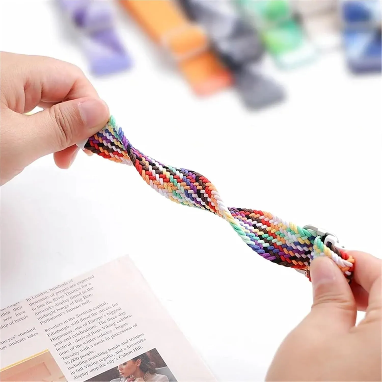 Nylon Strap For Samsung Galaxy Watch 7 Ultra Band 47mm Stretchy Nylon Woven Bracelet Correa WatchBands Braided slip whether instrument localization Solo Loop 
