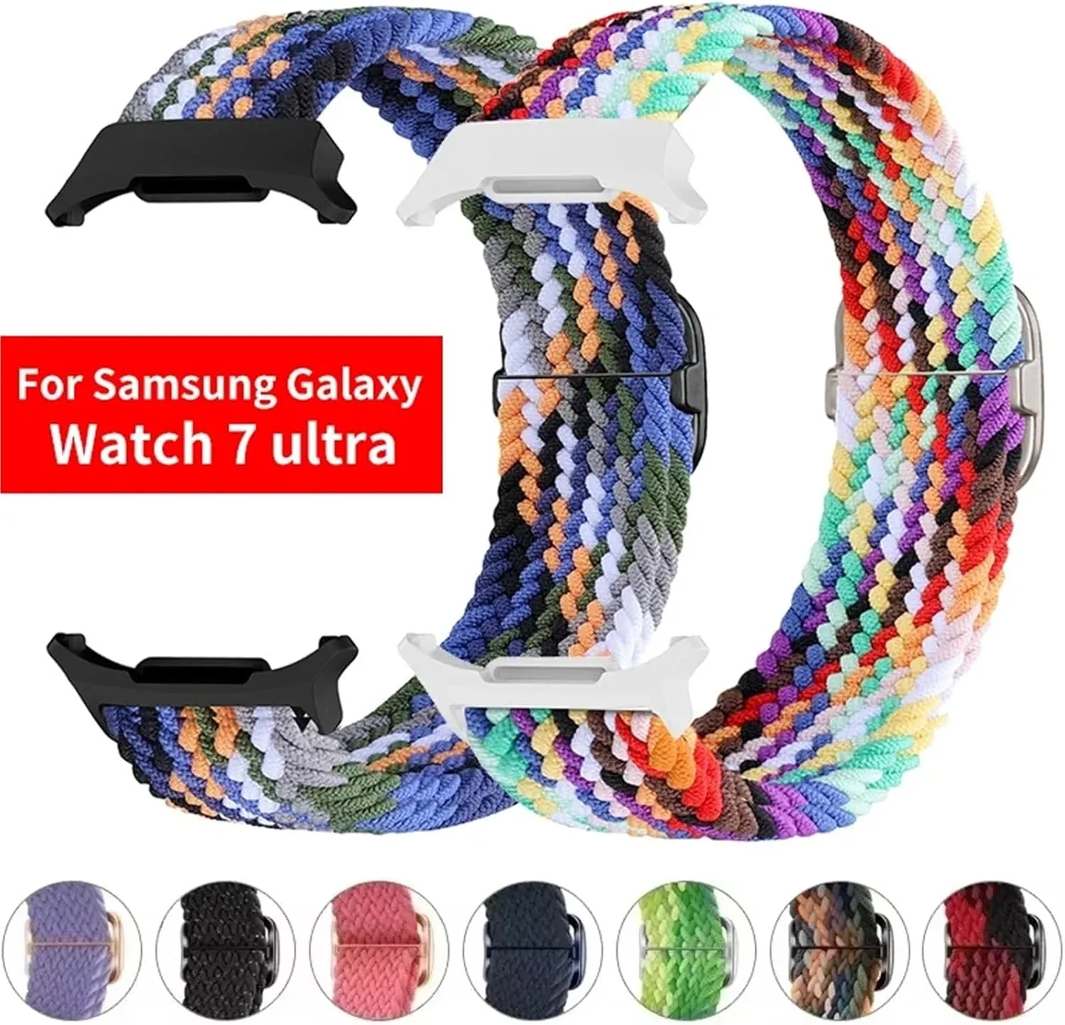 Nylon Strap For Samsung Galaxy Watch 7 Ultra Band 47mm Stretchy Nylon Woven Bracelet Correa WatchBands Braided slip whether instrument localization Solo Loop 