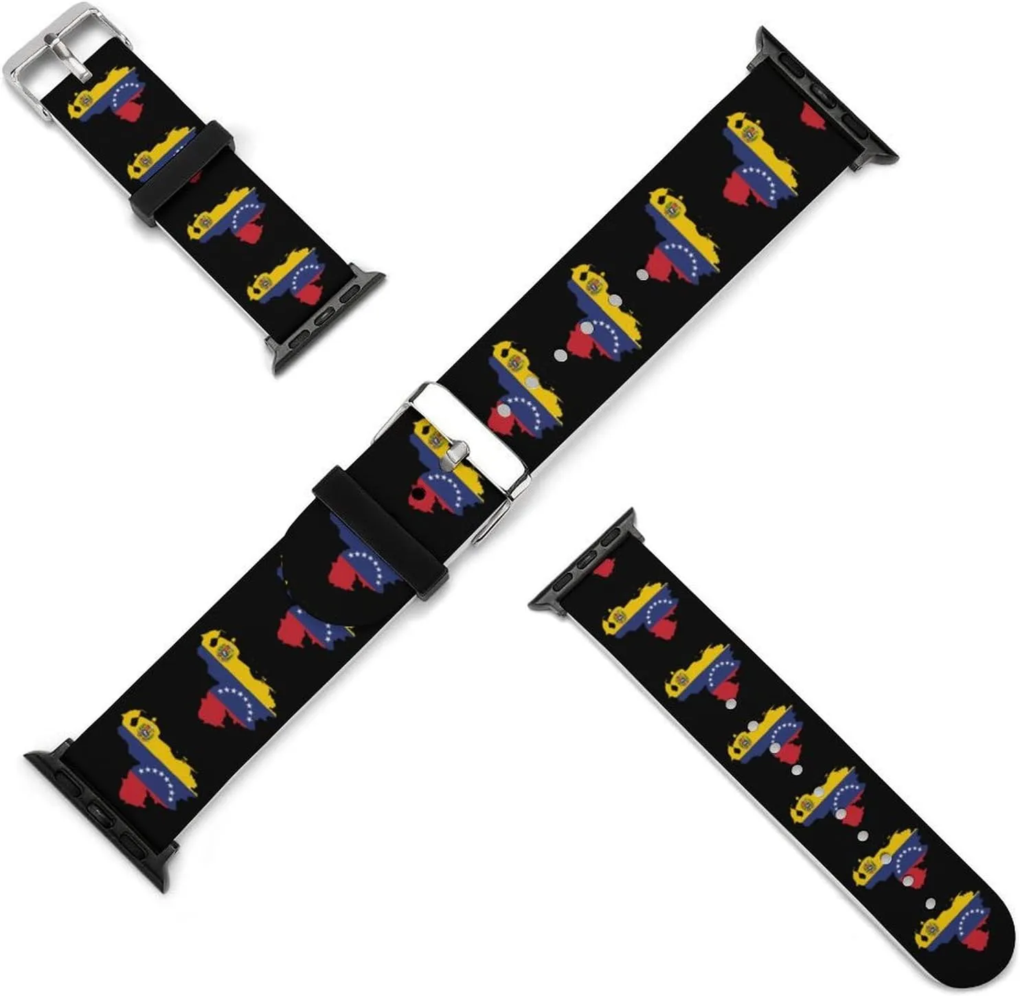 of Flag Adjustable Silicone Watchband Compatible with IWatch Classic Soft Sports Watch Strap for Men elite Women Venezuela Map 