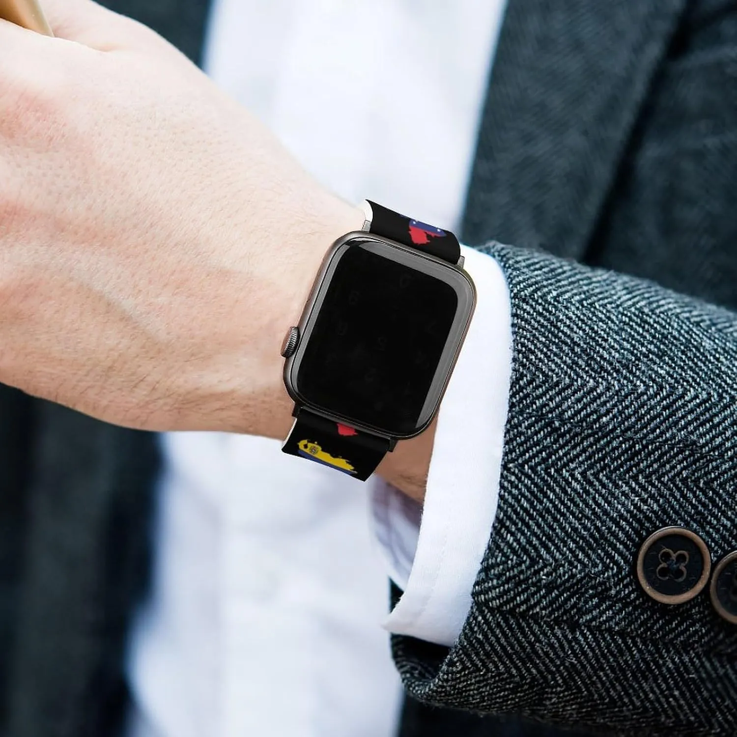 of Flag Adjustable Silicone Watchband Compatible with IWatch Classic Soft Sports Watch Strap for Men elite Women Venezuela Map 