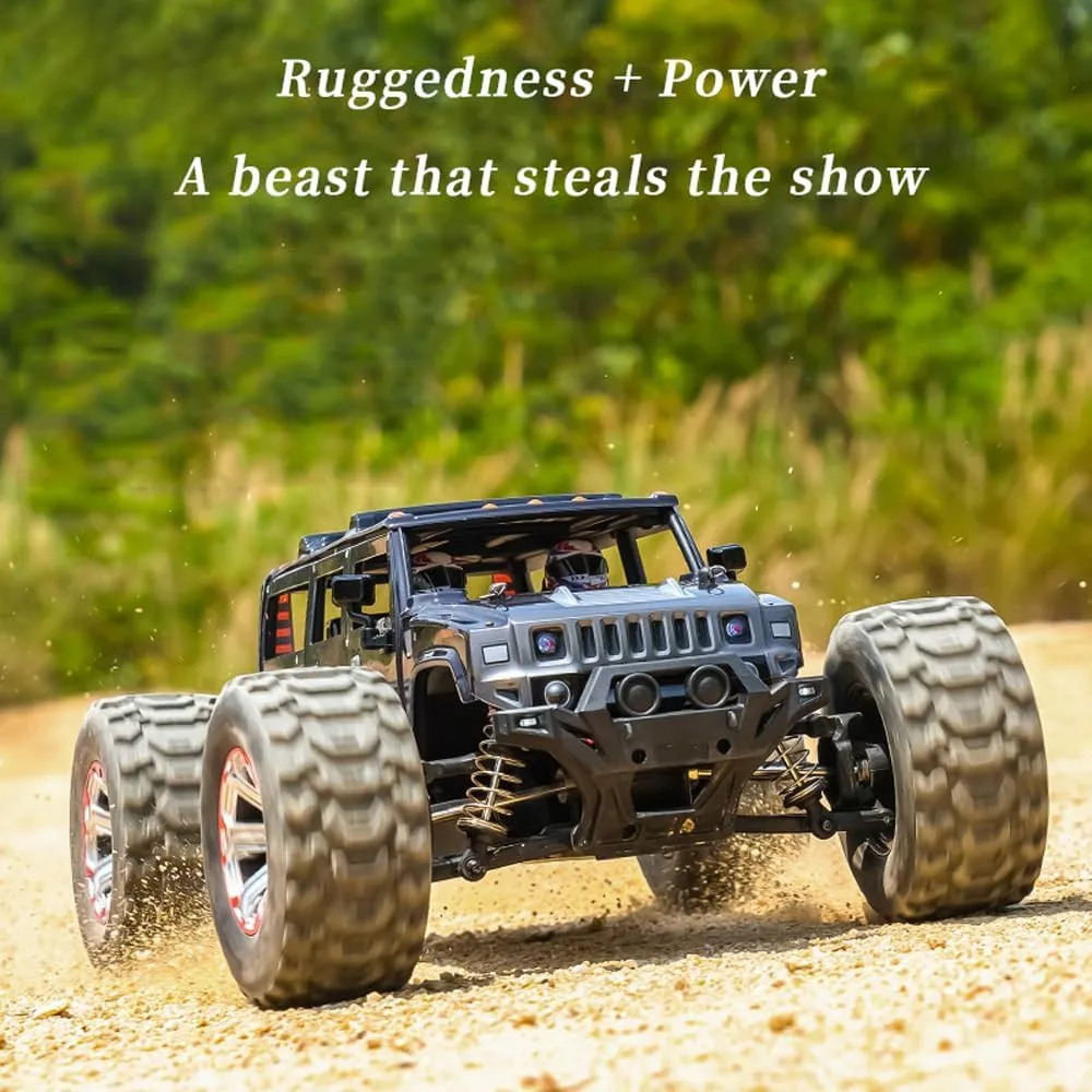 Off-Road Vehicle All interfere storyteller Terrain 4WD Off-Road Truck with led Light 2 Rechargeable Batteries, Hobby Racing Car Gift for Adults (Black) RC Crawler 1/10 Scale RC Car Rock Crawler 50km/h High-Speed 