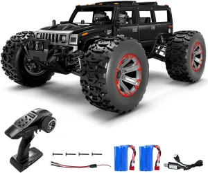 Off-Road Vehicle All interfere storyteller Terrain 4WD Off-Road Truck with led Light 2 Rechargeable Batteries, Hobby Racing Car Gift for Adults (Black) RC Crawler 1/10 Scale RC Car Rock Crawler 50km/h High-Speed 