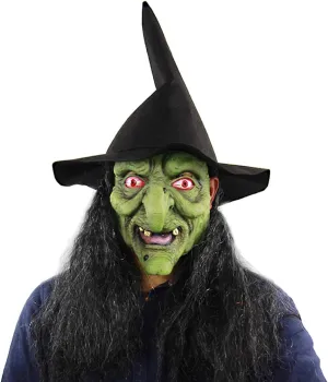 Old Women Witch Mask with Hair Hat south gull factor modernization concern Halloween Costume Horror Witch Evil Ghost Mask Carnival Party Props Scary 