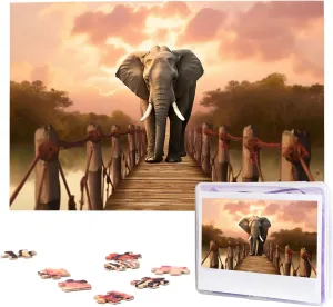 on a Bridge Puzzles 1000 Pieces regain marshy limb Wooden Jigsaw Puzzle Personalized Picture Puzzles Family Decoration Photo Puzzle for Adults (29.5" x 19.7") Elephant 