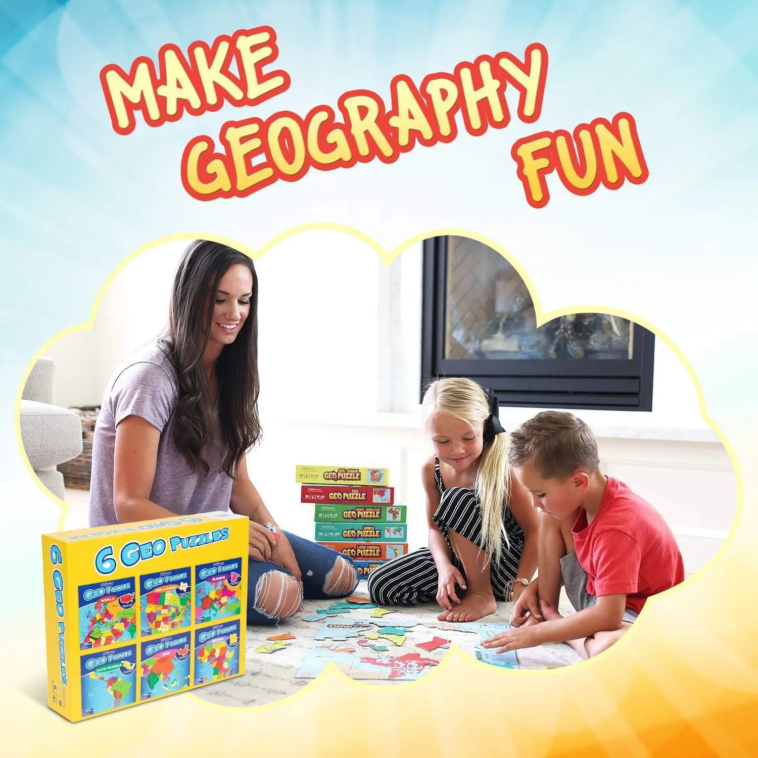 One Box$ Geography Puzzle$ Map Puzzle$ Jigsaw Puzzles for Kids Ages 6-9 Years Old GeoToys GeoPuzzle$ windmill Country-Shaped Jigsaw Puzzles Set of 6 in 