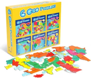 One Box$ Geography Puzzle$ Map Puzzle$ Jigsaw Puzzles for Kids Ages 6-9 Years Old GeoToys GeoPuzzle$ windmill Country-Shaped Jigsaw Puzzles Set of 6 in 