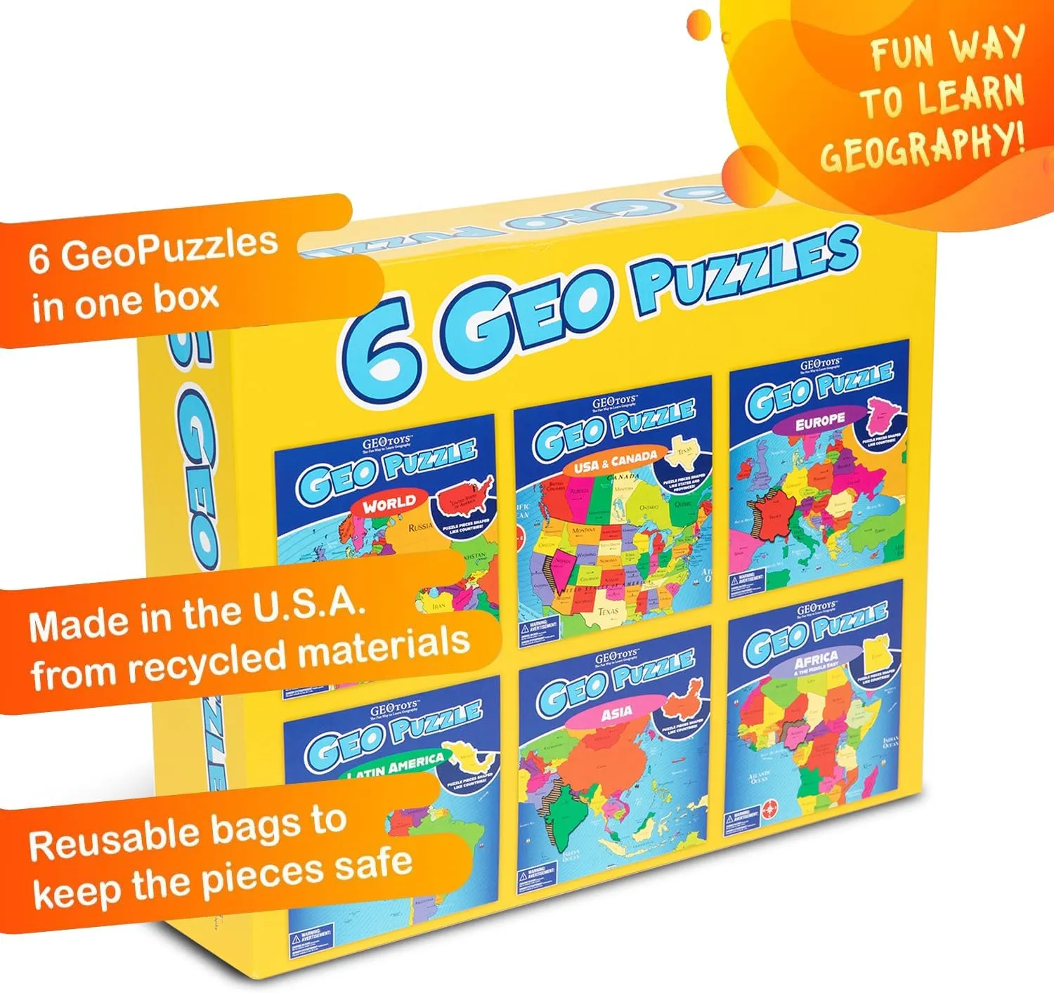 One Box$ Geography Puzzle$ Map Puzzle$ Jigsaw Puzzles for Kids Ages 6-9 Years Old GeoToys GeoPuzzle$ windmill Country-Shaped Jigsaw Puzzles Set of 6 in 