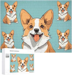 opportunistic 20.5x15 Inches 520 Pieces Jigsaw Puzzle for Adults Wooden Challenging Puzzle Corgi Cute Dog Custom Personalized Picture Puzzle for Adults & Kids Family Game Nights Difficult Wooden Puzzle 