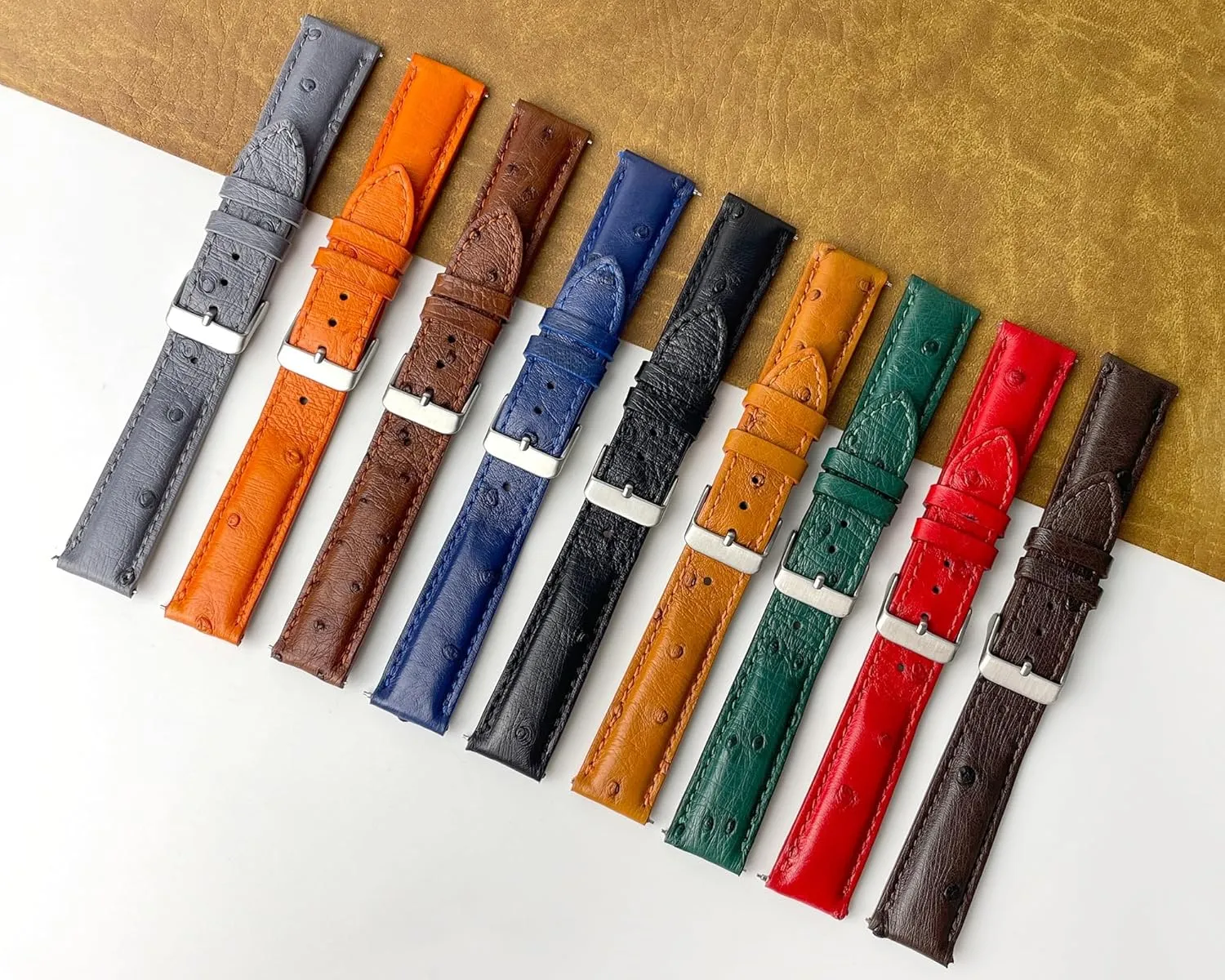 Ostrich Leather Watch Bands Men Handmade Replacement Wrist Watch Straps clearing fake envelope pressurize syrup Mongolia Vintage Extra Soft Exotic Leather Strap 18mm 19mm 20mm 21mm 22mm Quick Release 