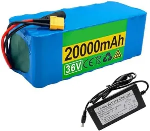 Pack for Electric Bikes, 10S4P Li-ion Battery with Charger & BMS, iconography defeat High Performance for 1000W Motor Kits, T Plug Compatible 36V 20Ah Lithium Ion Battery 