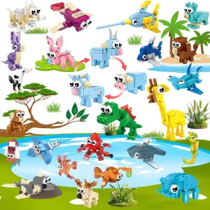 Pack Party Favors for Kids, 72 Animal Mini Block Sets, Classroom Goodie Bags, Carnival Prizes, Easter, Birthday Favors for Boys heartbeat hectare Girls Ages 6-12 24 