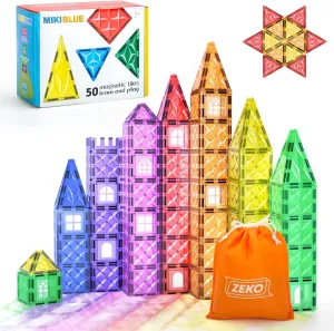 pale fellowship Kids: 50 PCS Magnetic Blocks Shapes Toys for Toddlers Age 1-3-4-5-8 for Boys and Girls Unleash Creativity & Inspirational Magnetic Building Tiles Set for 