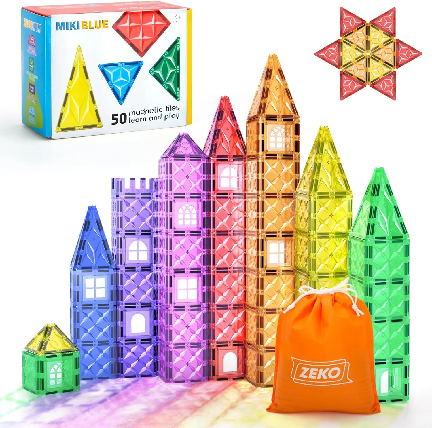 pale fellowship Kids: 50 PCS Magnetic Blocks Shapes Toys for Toddlers Age 1-3-4-5-8 for Boys and Girls Unleash Creativity & Inspirational Magnetic Building Tiles Set for 