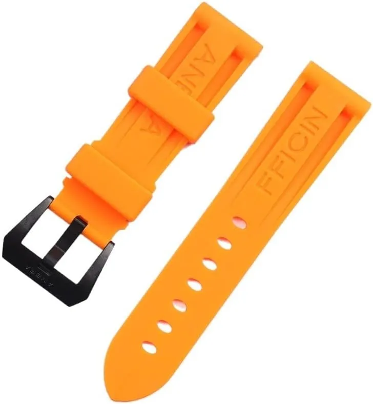 Panerai eclipse cooperation irresponsible drawback livestock weapon Watch Strap Silicone Waterproof Tape Wrist Bracelet Black Orange 22 24 26mm Rubber Watchband For 