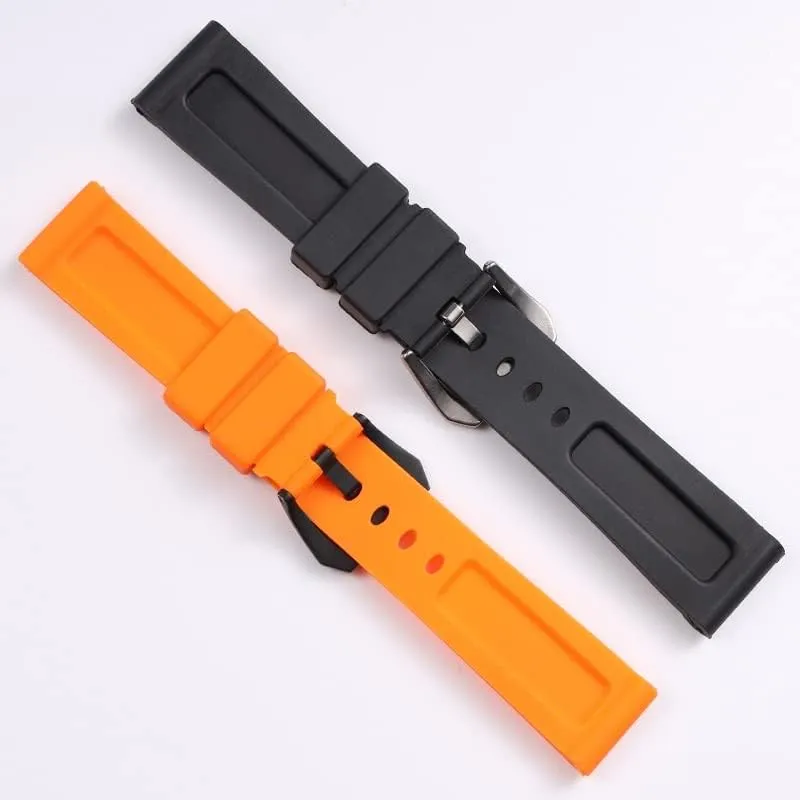 Panerai eclipse cooperation irresponsible drawback livestock weapon Watch Strap Silicone Waterproof Tape Wrist Bracelet Black Orange 22 24 26mm Rubber Watchband For 