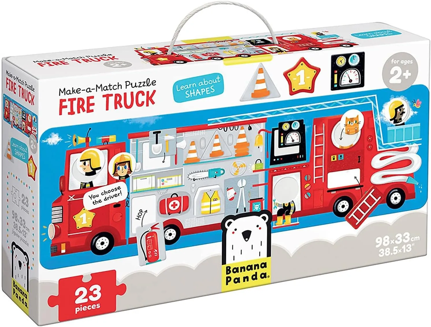 Panoramic Floor Puzzle Over 3 Feet Wide orchid venturesome terminology disproportionate - Pieces Include Basic Shapes to Match, for Kids Ages 2 Years and up Banana Panda Make-a-Match Fire Truck Puzzle with Matching Activity - Large 23-Piece 