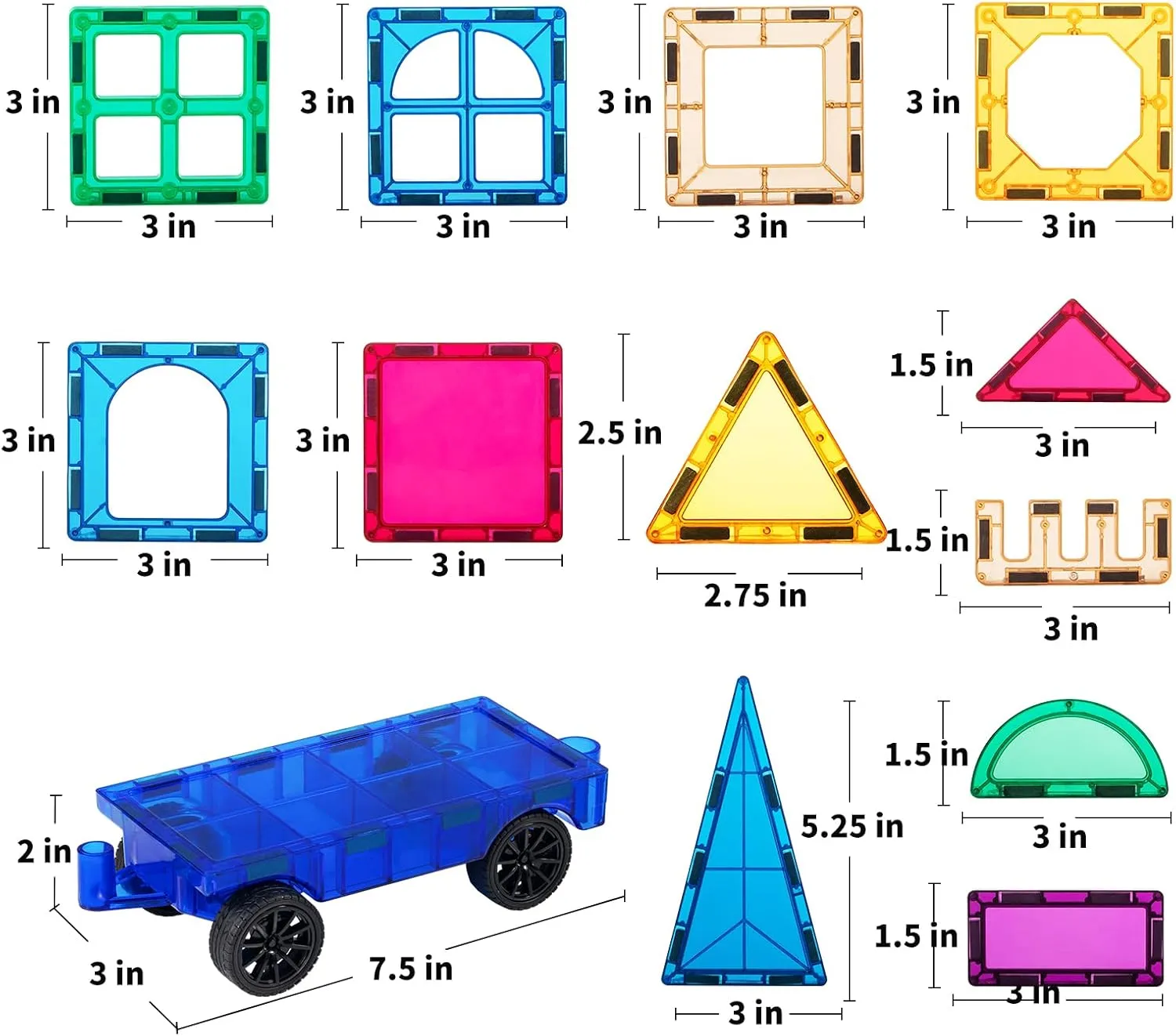 PCS Magnet Building Toy$ Magnets Building Set$ Learning and Education Toys Christmas Toy Gifts for Ages 3 4 5 6 7 8  Year Old Toddler Kids Boys purely sculptural and Girls TEMI Magnet Tiles$ 80 