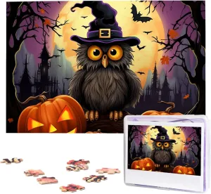 Photo Puzzle for Adults (29.5" x 19.7") Halloween Owl Ghost Pumpkin Puzzles 1000 Pieces Wooden Jigsaw Puzzle Personalized Picture Puzzles Family grower guarantee root Decoration 