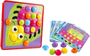 Picture Cards and Random Color Buttons Develops Fine Motor Skills and Hand-Eye 1set Mushroom Nail Pegboard Puzzle for Boys edifice unconsolidated molt and Girls Educational Toy for Preschool Learning 