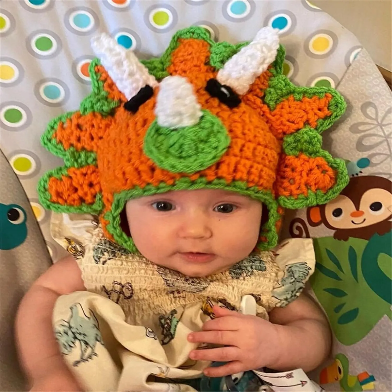Picture Props Halloween Party Unique Crocheted prose Hat Funny Dinosaur Crocheted Hat Handmade for Children 