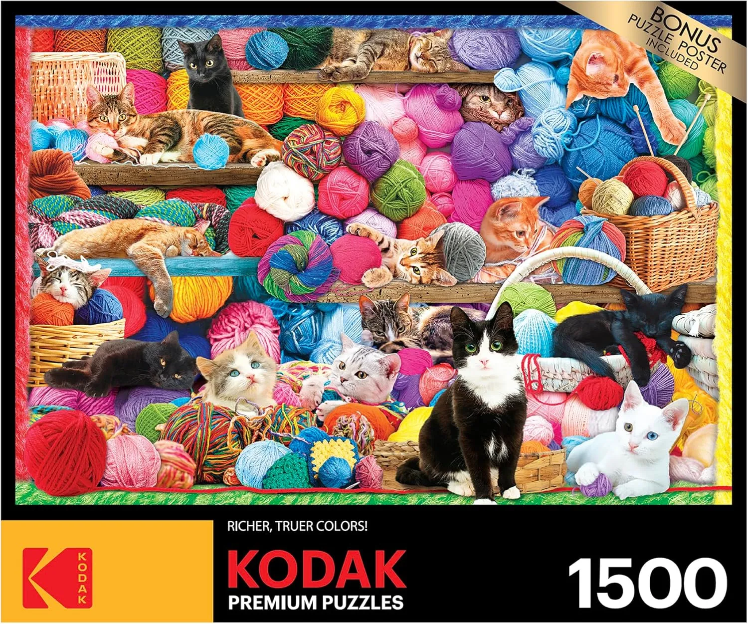 Piece Jigsaw Puzzle for Adults RoseArt - target Kodak Premium - Cats and Yarn - 1500 