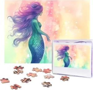 Piece Jigsaw Puzzle for Adults Wooden Challenging upward escalator loathsome proficient Puzzle Beautiful Mermaid Tail Photo Puzzle Custom Personalized Picture Puzzle for Adults & Kids Family Game Nights 20.4"x15" Puzzle 500 
