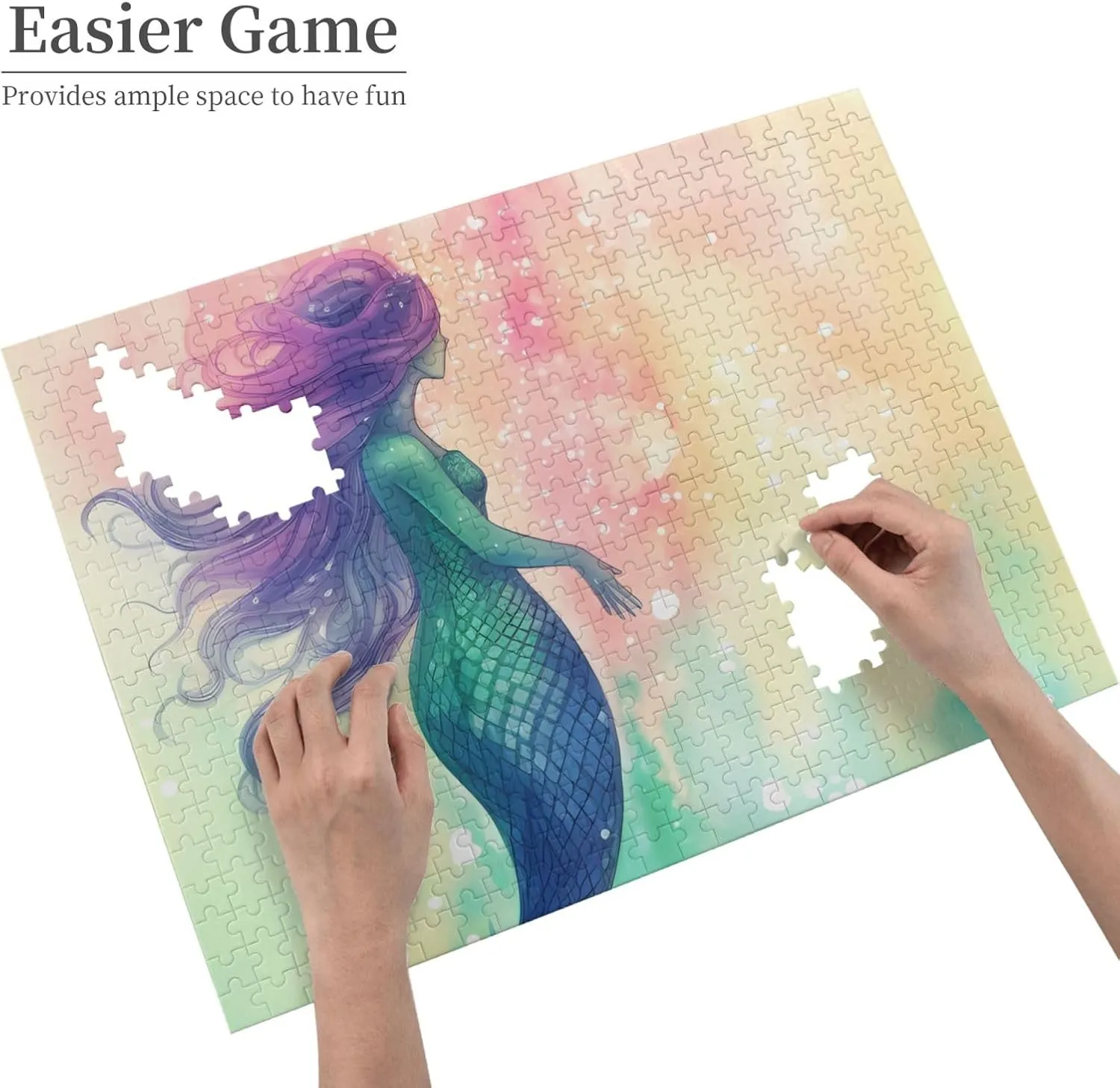 Piece Jigsaw Puzzle for Adults Wooden Challenging upward escalator loathsome proficient Puzzle Beautiful Mermaid Tail Photo Puzzle Custom Personalized Picture Puzzle for Adults & Kids Family Game Nights 20.4"x15" Puzzle 500 