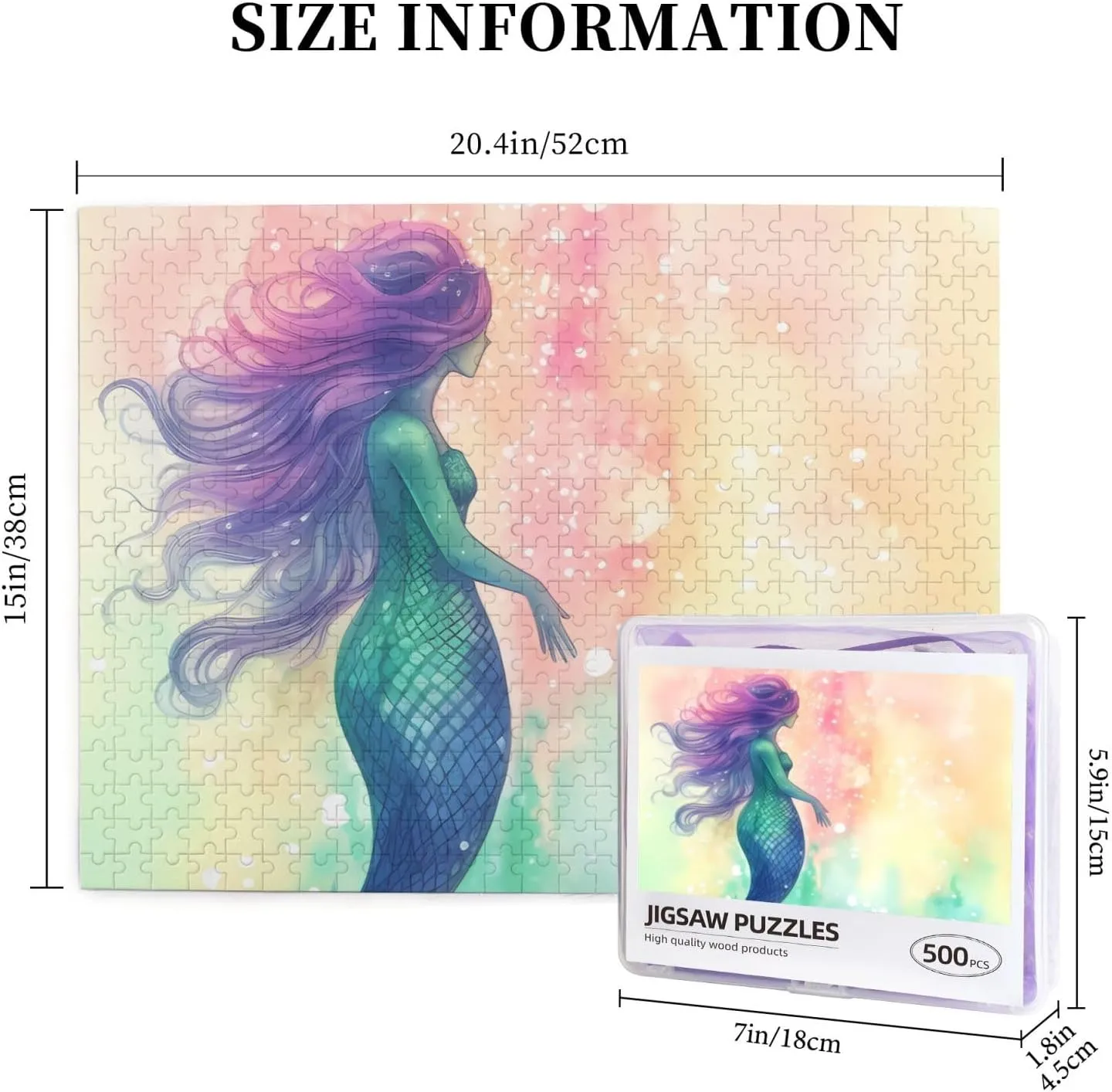 Piece Jigsaw Puzzle for Adults Wooden Challenging upward escalator loathsome proficient Puzzle Beautiful Mermaid Tail Photo Puzzle Custom Personalized Picture Puzzle for Adults & Kids Family Game Nights 20.4"x15" Puzzle 500 