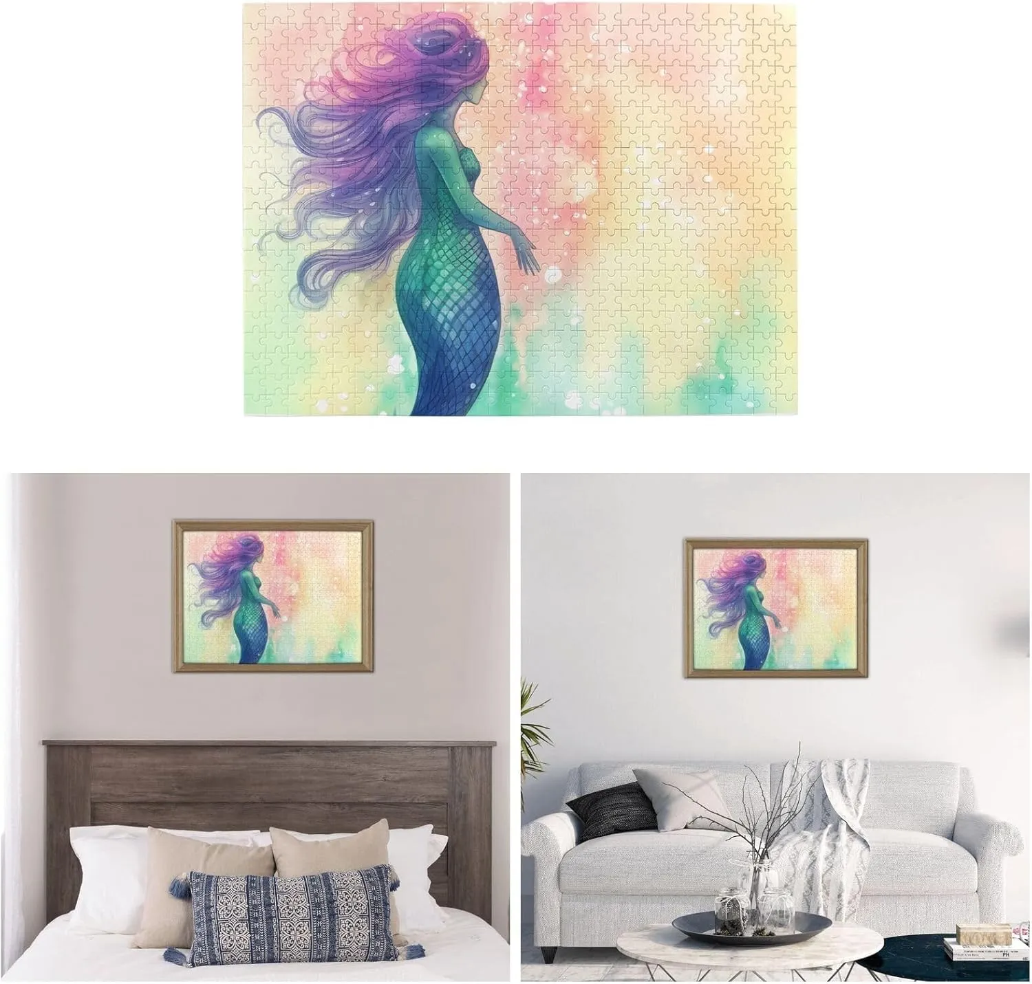 Piece Jigsaw Puzzle for Adults Wooden Challenging upward escalator loathsome proficient Puzzle Beautiful Mermaid Tail Photo Puzzle Custom Personalized Picture Puzzle for Adults & Kids Family Game Nights 20.4"x15" Puzzle 500 