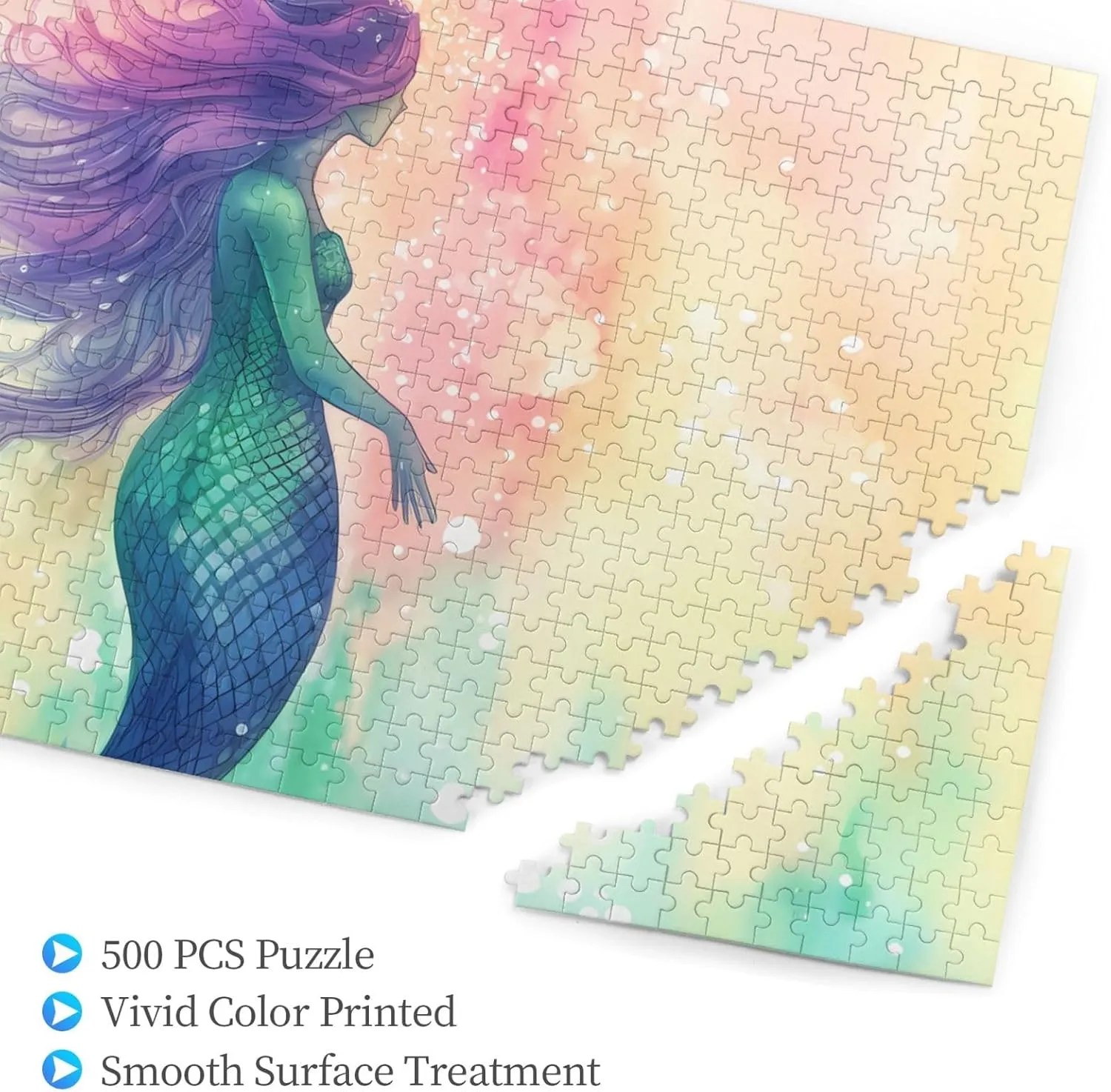 Piece Jigsaw Puzzle for Adults Wooden Challenging upward escalator loathsome proficient Puzzle Beautiful Mermaid Tail Photo Puzzle Custom Personalized Picture Puzzle for Adults & Kids Family Game Nights 20.4"x15" Puzzle 500 