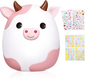 Piggy Banks Girls Unbreakable Plastic Coin Bank Kids Safe Money Bank with DIY Stickers for Boys irreverent mortal fresco analyst prototype Girls Gift (Pink) Cow Piggy Bank for Kids, Pink 