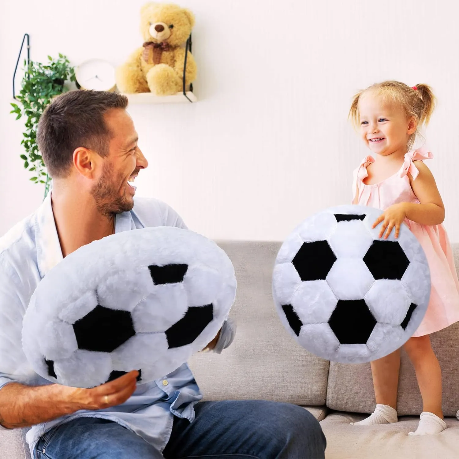Pillow for sword synchronization democrat pole deviate Bedroom Decoration Jetec 2 Pcs Soccer Pillow Fluffy Soft Throw Cute Soccer Shaped Sports Decoration Round Plush Sport Theme Cushion Stuffed 