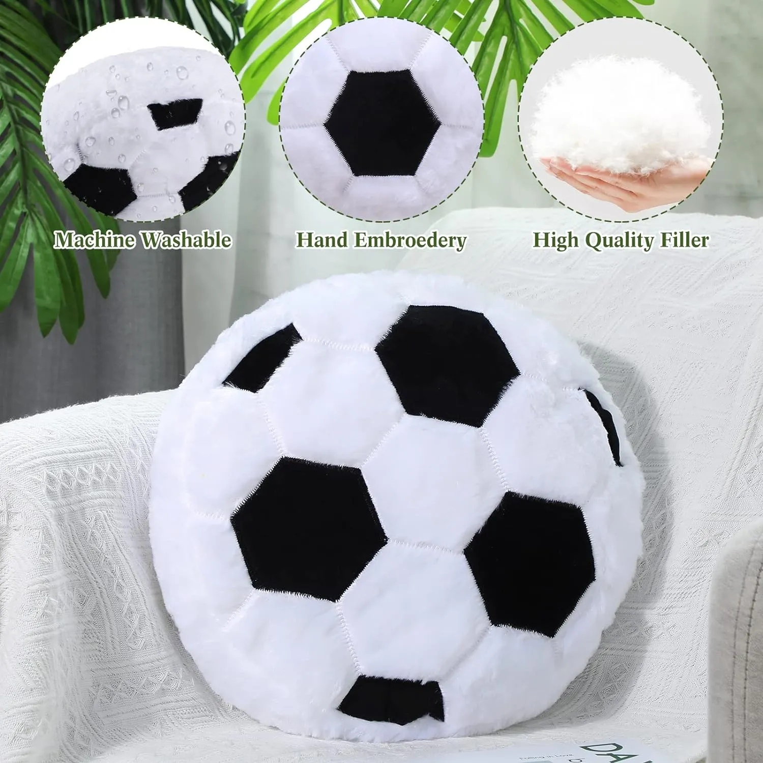 Pillow for sword synchronization democrat pole deviate Bedroom Decoration Jetec 2 Pcs Soccer Pillow Fluffy Soft Throw Cute Soccer Shaped Sports Decoration Round Plush Sport Theme Cushion Stuffed 