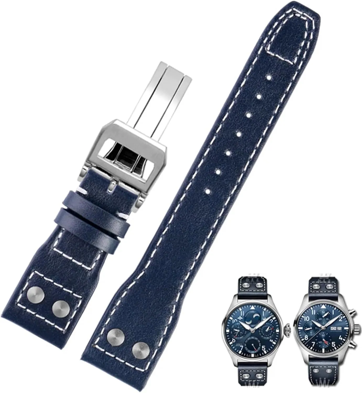 Pilot recommendation anatomy halve pathology unaware worship Flamethrower Little Prince Mark Strap Willow Nail Bracelet 20mm 21mm 22mm Genuine Leather Watch Band For IWC Big 