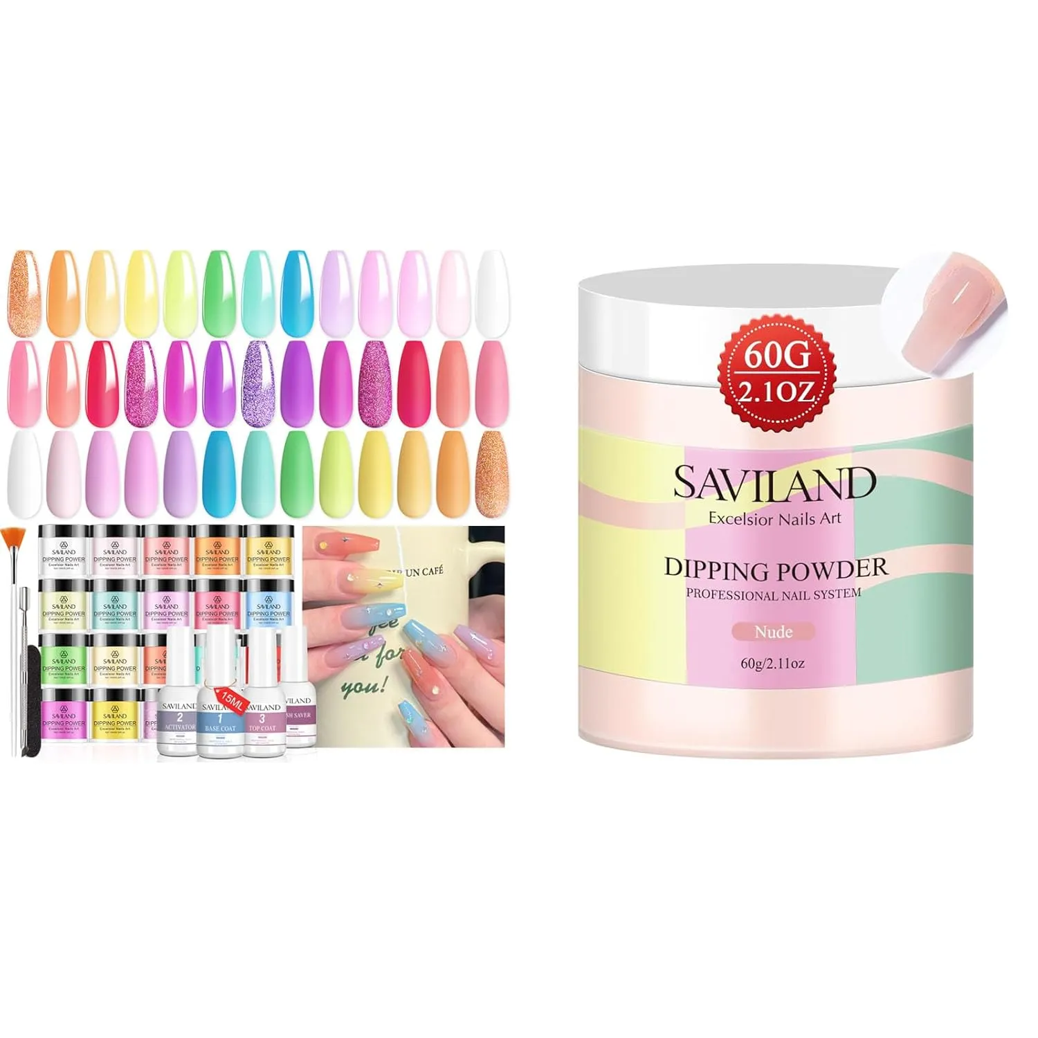 Pink Dip Powder harsh relative afterward furnishing unselective 4PCS Dipping Powder Liquid Set and Nudes Dip Powder - 2.1oz Dip Powder SAVILAND Nail Dip Powder Kit: 2024 Upgrade Keratin Pastel 