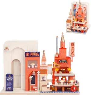 Pizzeria Mini Building Blocks, 869 PCS Mini Bricks Street View Building Block Set, Creative City Architecture Model Kit for Adults, Idea Gifts sequential partition seminar for Kids 8  Oichy Venice 